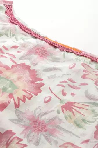 Floral Printed Pure Cotton Kurta with Trousers