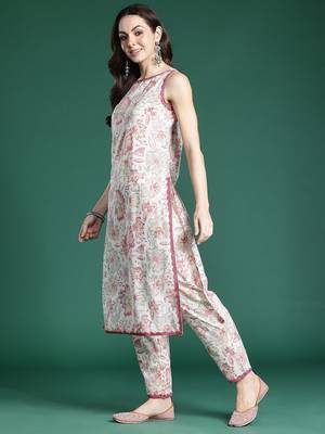 Floral Printed Pure Cotton Kurta with Trousers 5