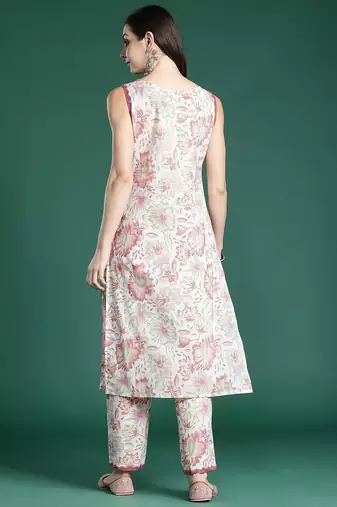 Floral Printed Pure Cotton Kurta with Trousers