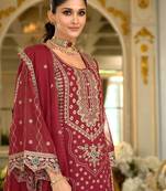 Ethnic Motifs Embroidered Zari Organza Straight Kurta & Trousers With Dupatta
