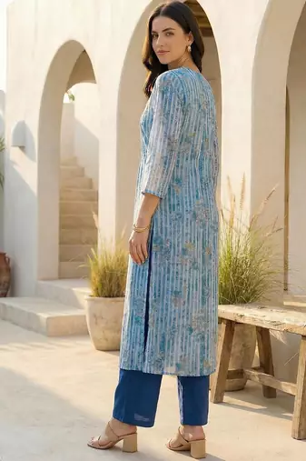 Women Printed Regular Pure Cotton Kurta with Trousers