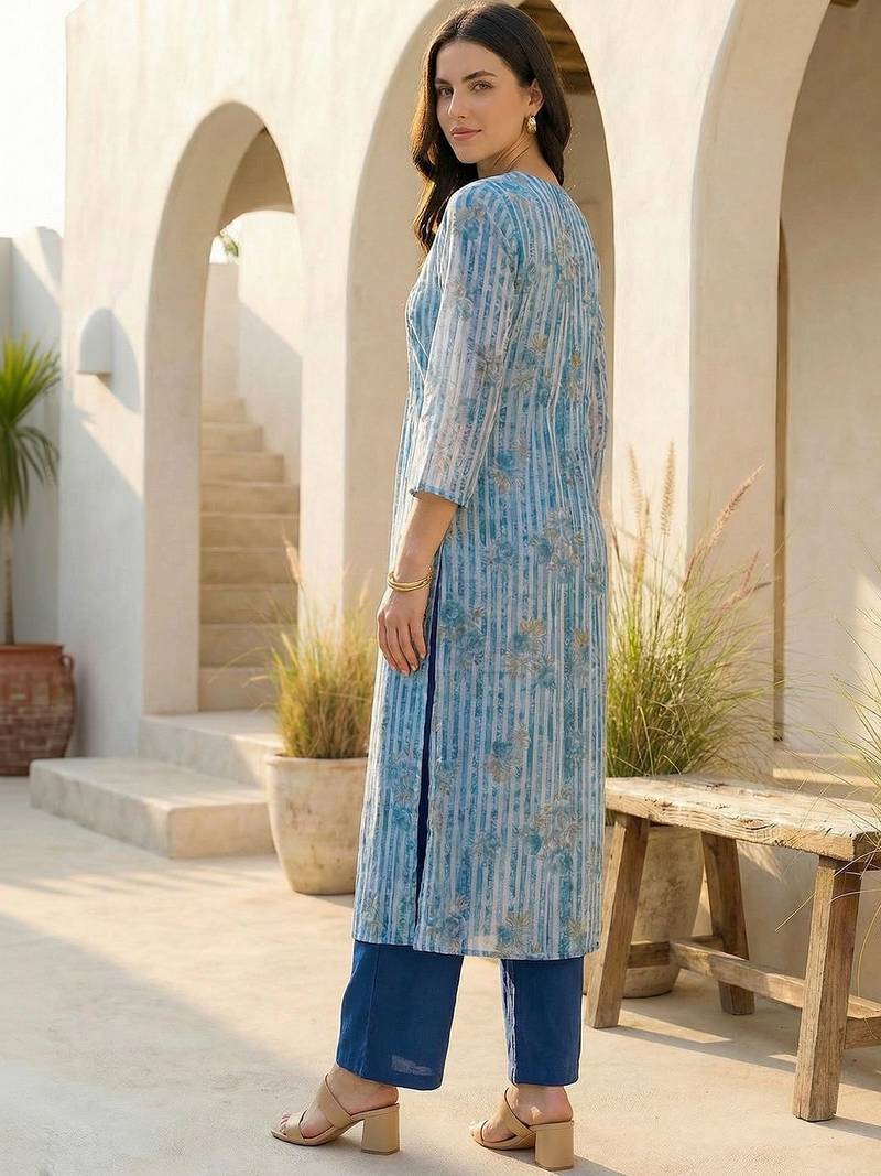 Women Printed Regular Pure Cotton Kurta with Trousers