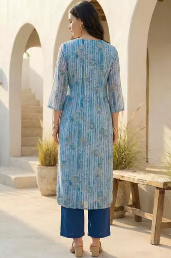 Women Printed Regular Pure Cotton Kurta with Trousers