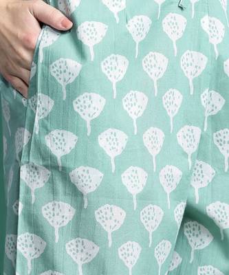 Floral Printed Mirror Work Pure Cotton Kurta With Trousers & Dupatta 3