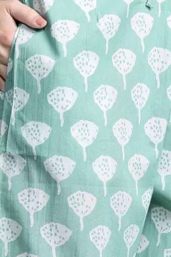 Floral Printed Mirror Work Pure Cotton Kurta With Trousers & Dupatta