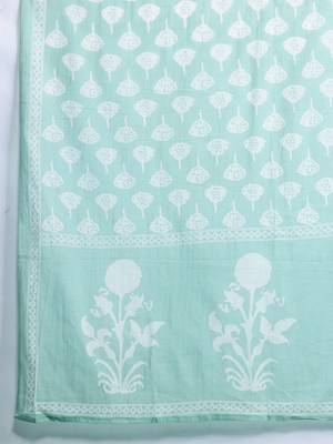 Floral Printed Mirror Work Pure Cotton Kurta With Trousers & Dupatta 4