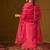 Leheriya Embroidered Thread Work Chanderi Silk Kurta With Trousers & Dupatta