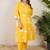 Plus Size Yellow Printed A-Line Kurta Trousers Set
