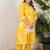 Plus Size Yellow Printed A-Line Kurta Trousers Set