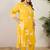 Plus Size Yellow Printed A-Line Kurta Trousers Set