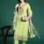 Floral Embroidered Thread Work Linen Kurta with Trousers & Dupatta