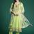 Floral Embroidered Thread Work Linen Kurta with Trousers & Dupatta