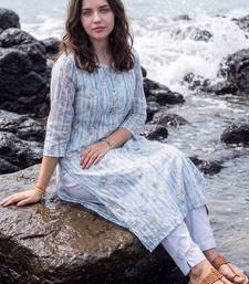 Women Ethnic Motifs Printed Regular Beads and Stones Pure Cotton Kurta with Trousers