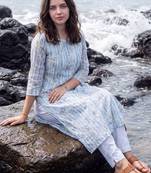Women Ethnic Motifs Printed Regular Beads and Stones Pure Cotton Kurta with Trousers