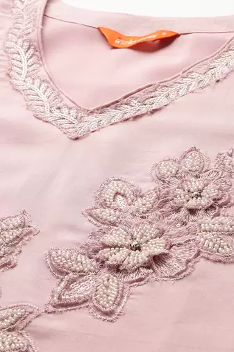 Floral Embroidered Kurta with Trousers & Dupatta