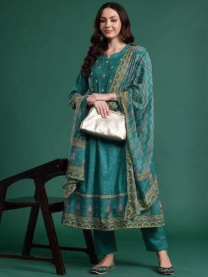 Ethnic Motifs Embroidered Pure Cotton Kurta with Trousers & With Dupatta 1