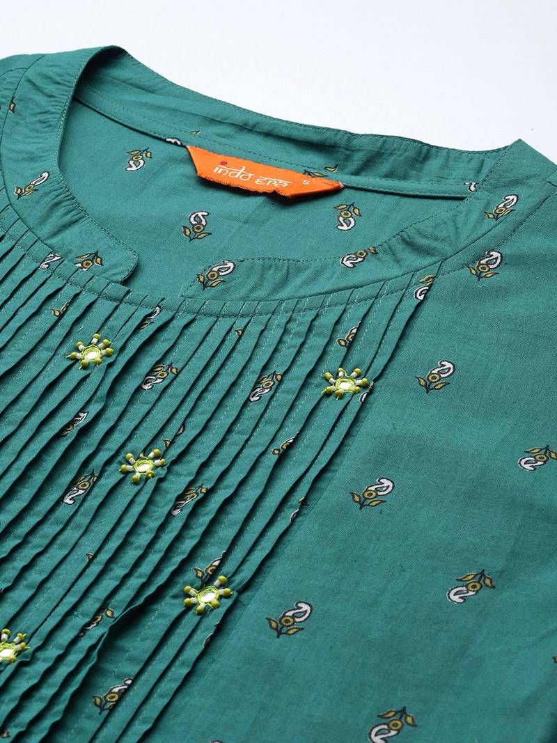Ethnic Motifs Embroidered Pure Cotton Kurta with Trousers & With Dupatta