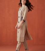 Women Ethnic Motifs Embroidered Regular Thread Work Pure Cotton Kurta with Trousers