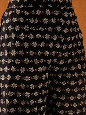 Black Floral Printed Gotta Patti Pure Cotton Kurta with Palazzo & Dupatta 4