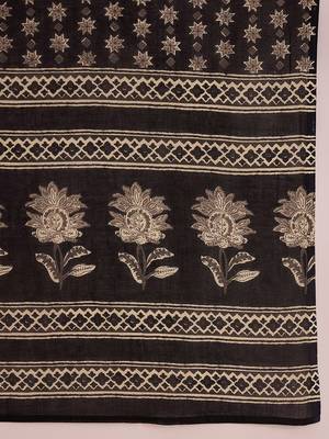 Black Floral Printed Gotta Patti Pure Cotton Kurta with Palazzo & Dupatta 6