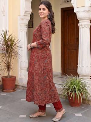 Women Ethnic Motifs Printed Regular Mirror Work Pure Cotton Kurta with Trousers & With Dupatta 6