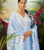 Women Ethnic Motifs Embroidered Thread Work Cotton Kurta with Trousers & Dupatta