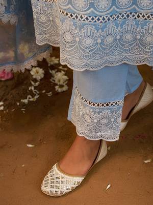 Women Ethnic Motifs Embroidered Thread Work Cotton Kurta with Trousers & Dupatta 7