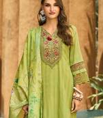 Women Floral Regular Thread Work Linen Kurta with Trousers & With Dupatta