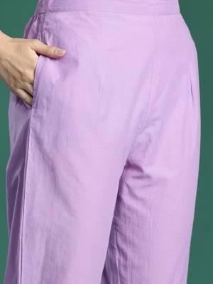 Floral Embroidered Thread Work Pure Cotton Kurta with Trousers & With Dupatta 3