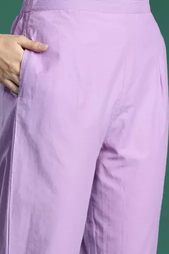 Floral Embroidered Thread Work Pure Cotton Kurta with Trousers & With Dupatta
