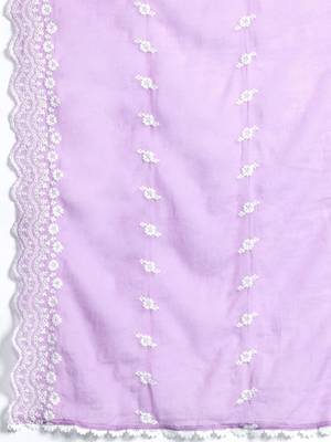 Floral Embroidered Thread Work Pure Cotton Kurta with Trousers & With Dupatta 4