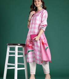 Floral Printed Beads and Stones Linen Kurta with Trousers & With Dupatta