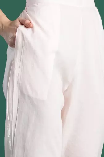Floral Printed Beads and Stones Linen Kurta with Trousers & With Dupatta