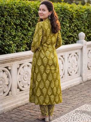 Women Ethnic Motifs Printed Regular Pure Cotton Kurta with Trousers & With Dupatta 5