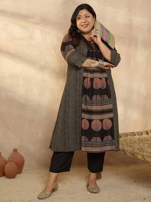 Plus Size Multi Printed A-Line Kurta Trousers Set 5