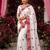 White & red color rangoli silk blend embroidered work saree