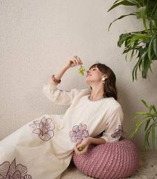 Floral Printed Pleated Round Neck Pure Cotton A-Line Kurta With Trousers