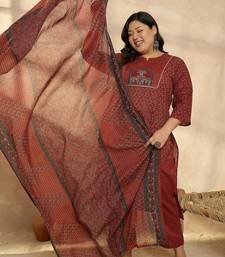 Plus Size Motifs Printed Regular Pure Cotton Kurta with Trousers & With Dupatta