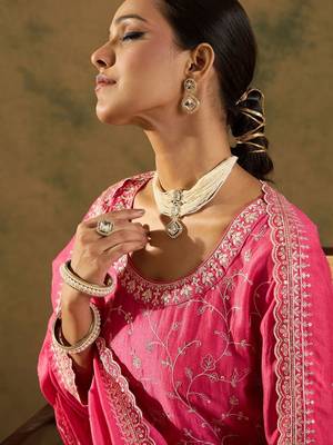 Women Ethnic Motifs Embroidered Regular Thread Work Kurta with Trousers & With Dupatta 2