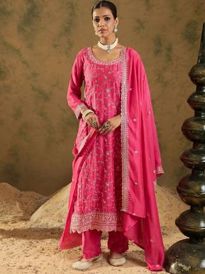 Women Ethnic Motifs Embroidered Regular Thread Work Kurta with Trousers & With Dupatta 1