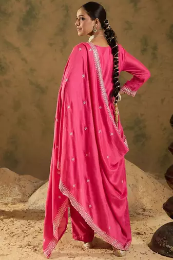 Women Ethnic Motifs Embroidered Regular Thread Work Kurta with Trousers & With Dupatta