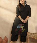 Plus Size Ethnic Motifs Embroidered Regular Kurta with Palazzos