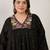 Plus Size Black Embroidered A-Line Kurta Palazzos Set