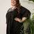 Plus Size Black Embroidered A-Line Kurta Palazzos Set