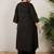 Plus Size Black Embroidered A-Line Kurta Palazzos Set