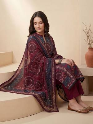 Women Ethnic Motifs Printed Regular Mirror Work Pure Cotton Kurta with Trousers & With Dupatta 2