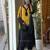 Yellow & black crepe silk beads sequence kurta pant set with dupatta
