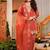 Orange frendy silk embroidery kurta patiala set with organza dupatta