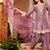 Onion pink frendy silk embroidery kurta patiala set with organza dupatta