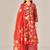 Red cotton printed hand embroidery kurta set with dupatta